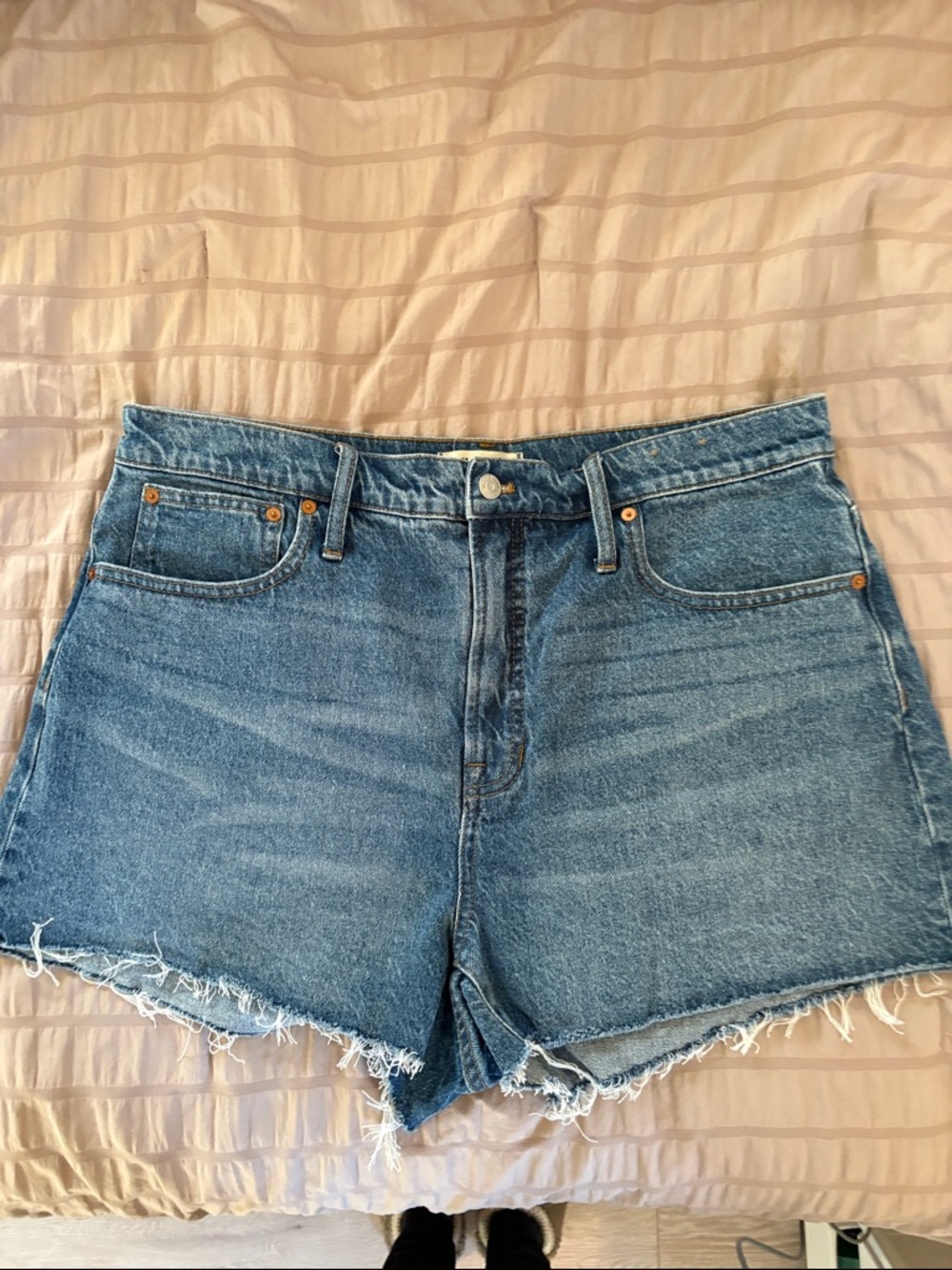 Madewell Medium Blue High-Rise Denim Cutoff Shorts